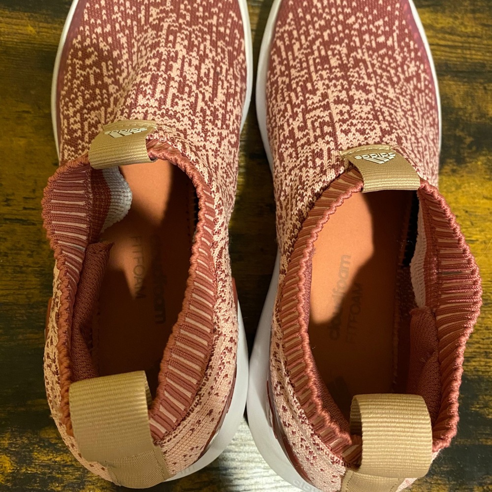 Adidas Cloudfoam Pure Pink Marled Knit Slip On Running Shoes B96354 Womens 7 - Picture 7 of 8